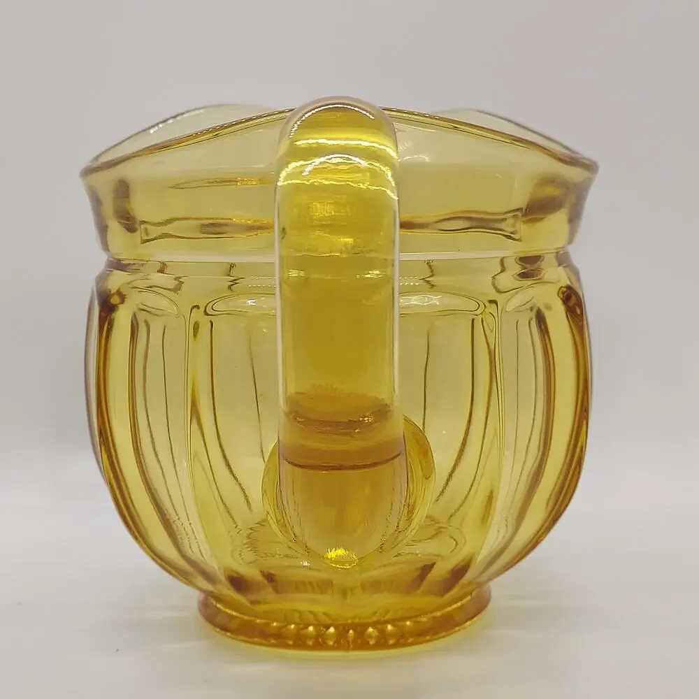 Vintage Imperial Glass Old Williamsburg Yellow Amber Pitcher 48oz 1970s Colonial